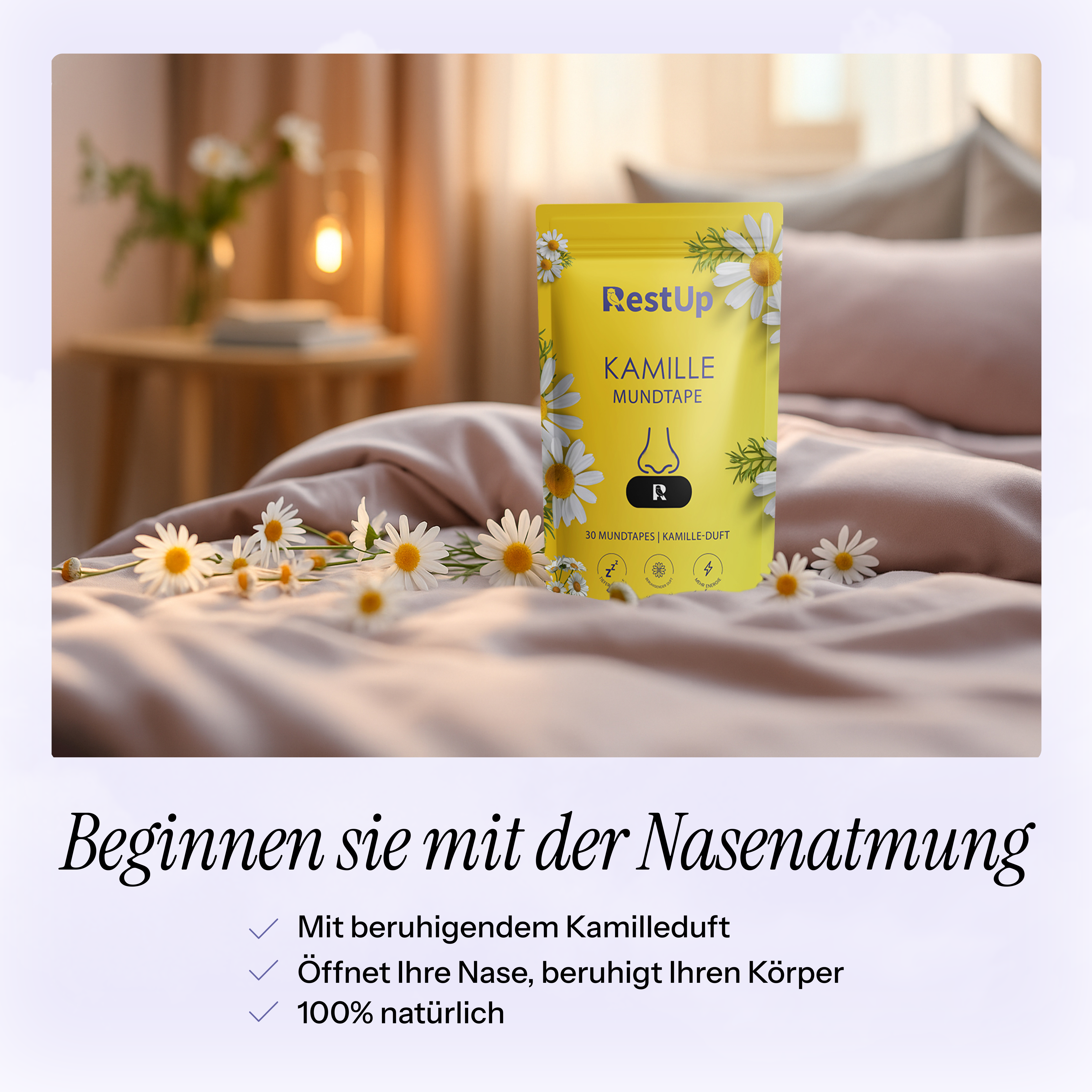 Kamille-Mundtape | Endlich durchschlafen - Natürlich und ohne Medikamente